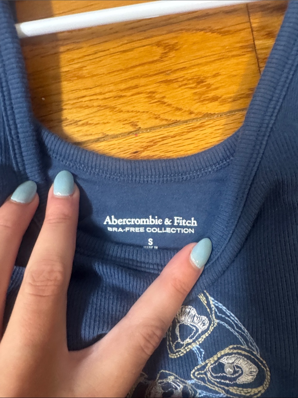 Abercrombie & Fitch Navy Tank with Gold Embroidery